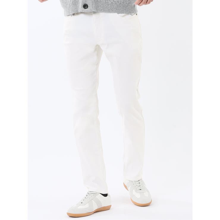 01白 | クロスストレッチ+ウォーム スリムパンツ ジャガード | TAKA-Q MEN