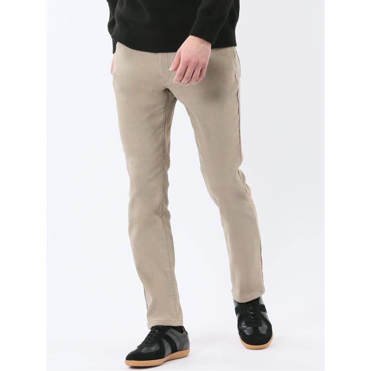 33ベージュ | クロスストレッチ+ウォーム スリムパンツ ジャガード | TAKA-Q MEN