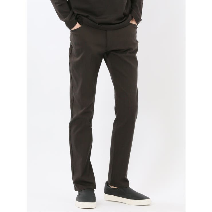 30茶 | クロスストレッチ スリムパンツ ヘリンボン | TAKA-Q MEN