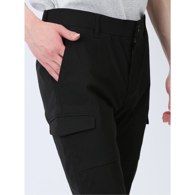 接触冷感ストレッチ トラウザースリムカーゴパンツ[品番