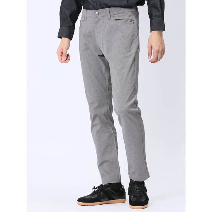 03ライトグレー | クロスストレッチ+ウォーム スリムパンツ フラノ | TAKA-Q MEN