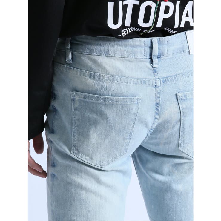 ストレッチ ケミカル加工 スキニーデニム[品番：TKQJ0023386