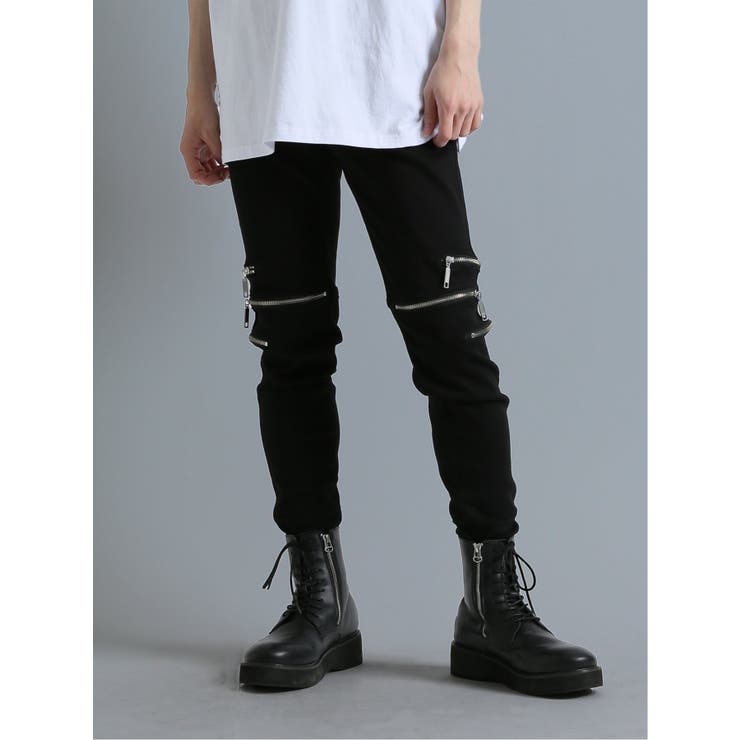 ストレッチ ZIP ブラックスキニーデニム[品番：TKQJ0019035]｜TAKA-Q