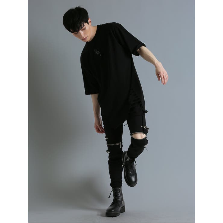 ストレッチ ZIP ブラックスキニーデニム[品番：TKQJ0019035]｜TAKA-Q