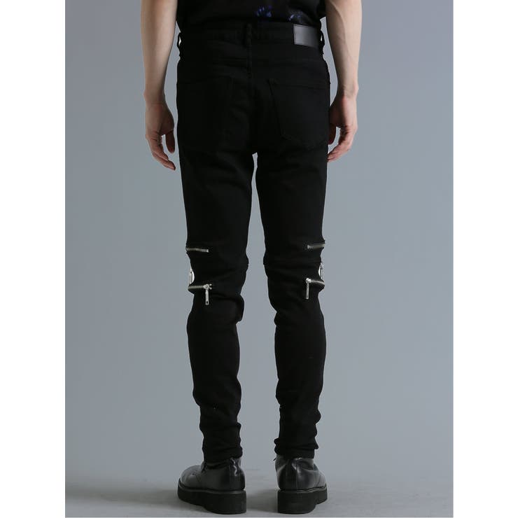 ストレッチ ZIP ブラックスキニーデニム[品番：TKQJ0019035]｜TAKA-Q