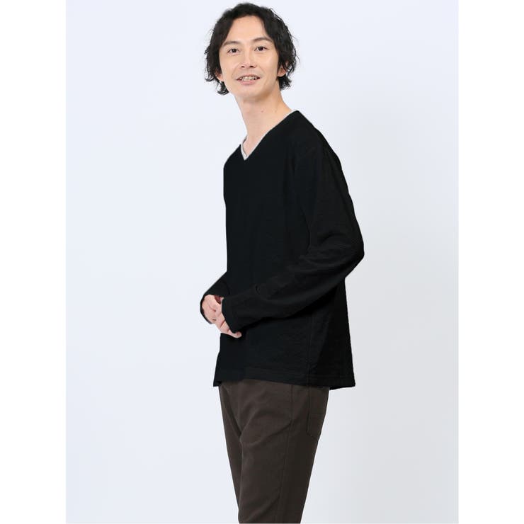 リンクスアーガイル フェイクVネック長袖Tシャツ | TAKA-Q MEN | 詳細画像12 