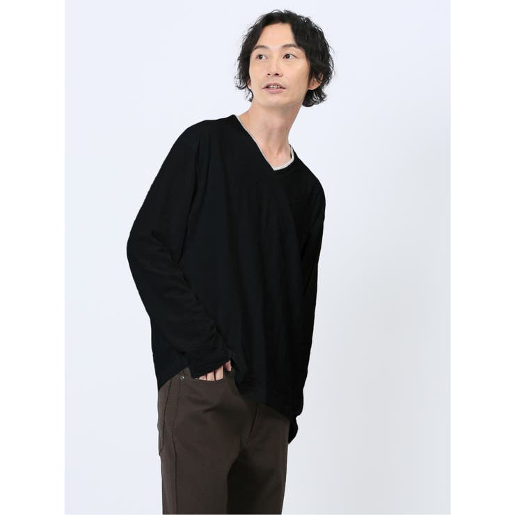 リンクスアーガイル フェイクVネック長袖Tシャツ | TAKA-Q MEN | 詳細画像14 