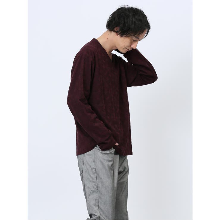 リンクスアーガイル フェイクVネック長袖Tシャツ | TAKA-Q MEN | 詳細画像23 