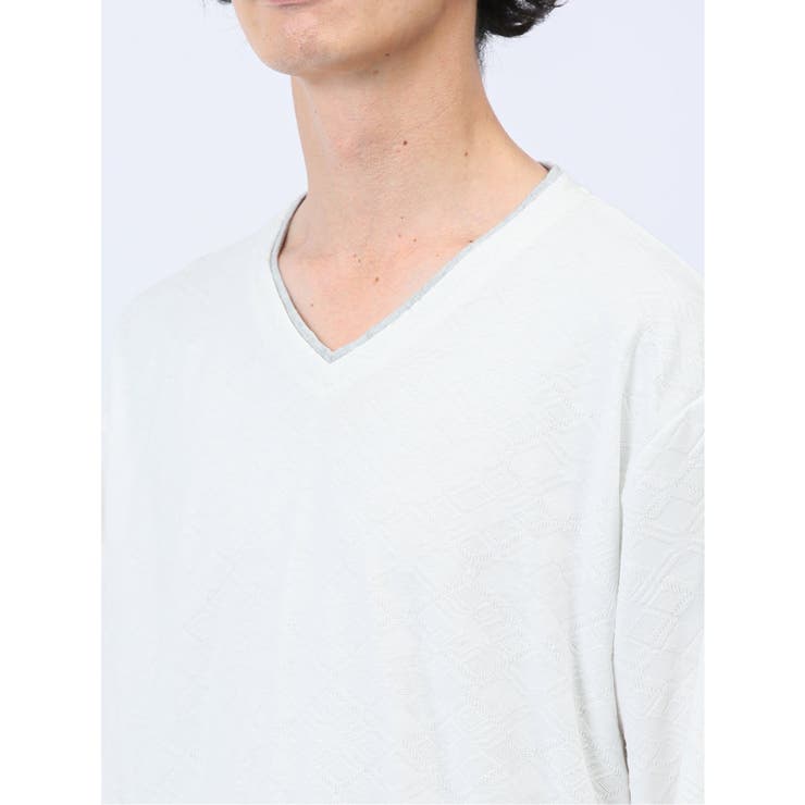 リンクスアーガイル フェイクVネック長袖Tシャツ | TAKA-Q MEN | 詳細画像9 