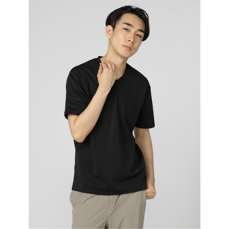 日本最級 ストレッチ アーチロゴ Vネック半袖Tシャツ[品番：TKQJ0015564 トップス