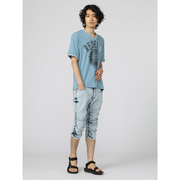 切替カレッジ Vネック半袖ルーズTシャツ | TAKA-Q MEN | 詳細画像12 