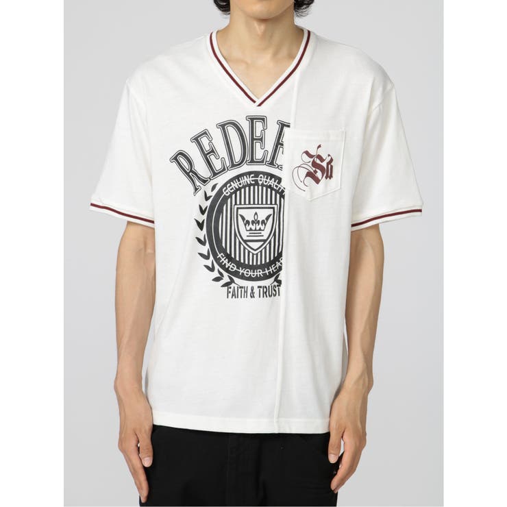 切替カレッジ Vネック半袖ルーズTシャツ | TAKA-Q MEN | 詳細画像18 