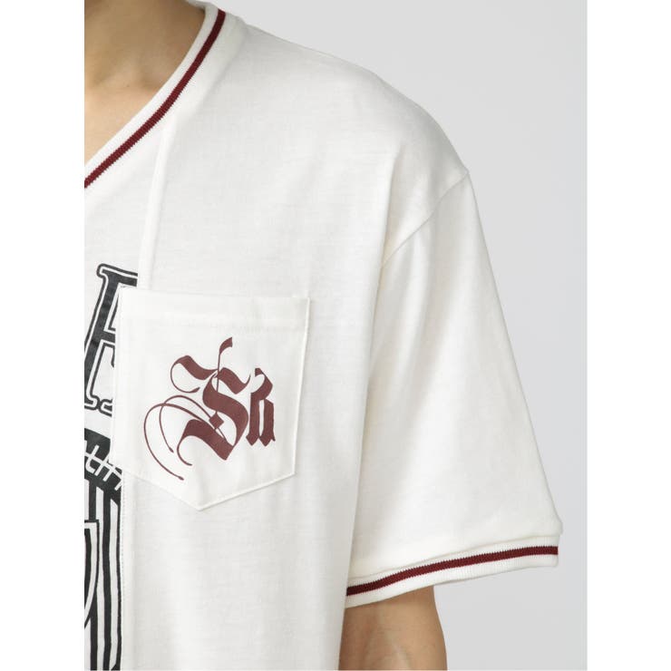 切替カレッジ Vネック半袖ルーズTシャツ | TAKA-Q MEN | 詳細画像22 