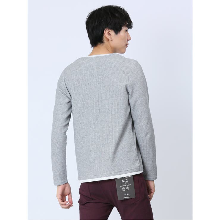 メランジ フェイクキーネック 長袖ニットソー | TAKA-Q MEN | 詳細画像12 