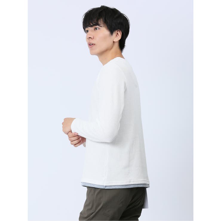 メランジ フェイクキーネック 長袖ニットソー | TAKA-Q MEN | 詳細画像2 