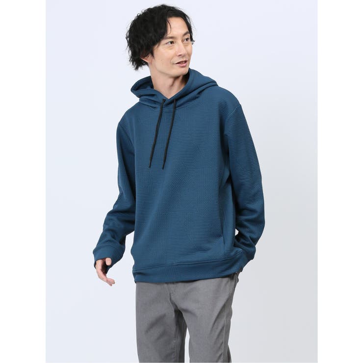 70青 | ふくれランダムジャガード プルパーカー | TAKA-Q MEN