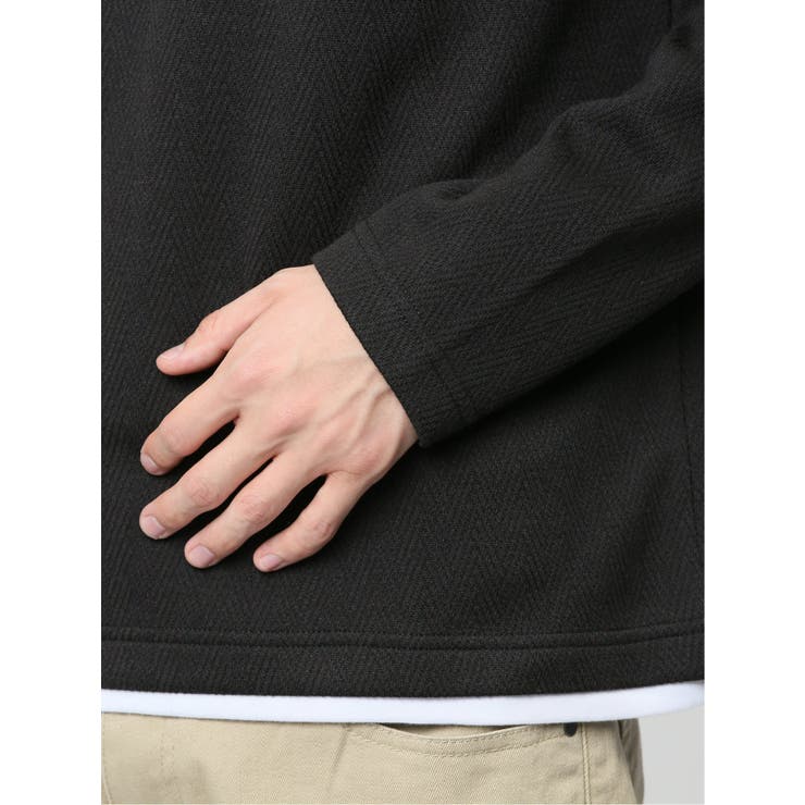 ヘリンボンジャガード フェイクVネック長袖Tシャツ | TAKA-Q MEN | 詳細画像10 