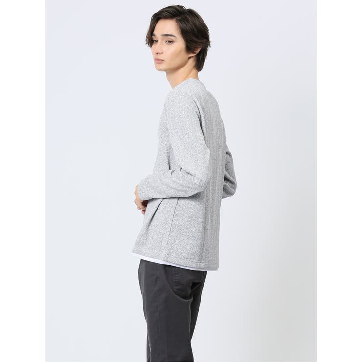 ヘリンボンジャガード フェイクVネック長袖Tシャツ | TAKA-Q MEN | 詳細画像12 