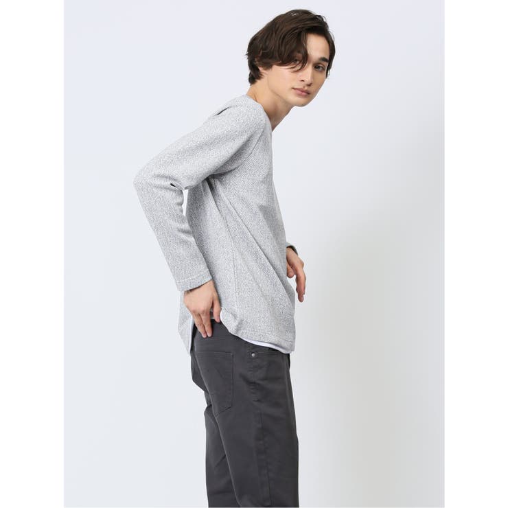 ヘリンボンジャガード フェイクVネック長袖Tシャツ | TAKA-Q MEN | 詳細画像14 