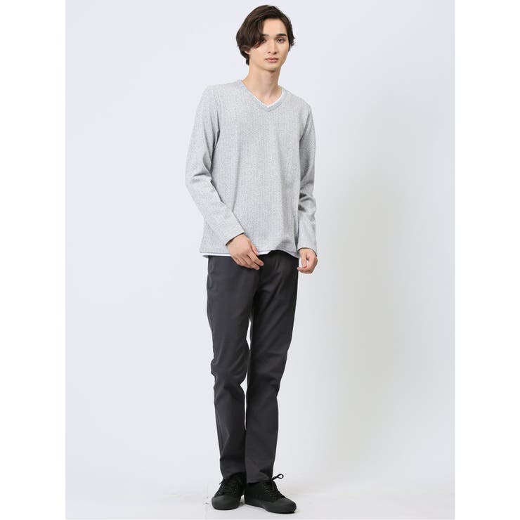 ヘリンボンジャガード フェイクVネック長袖Tシャツ | TAKA-Q MEN | 詳細画像15 