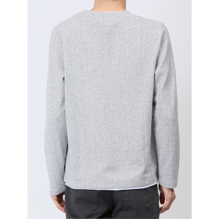 ヘリンボンジャガード フェイクVネック長袖Tシャツ | TAKA-Q MEN | 詳細画像18 