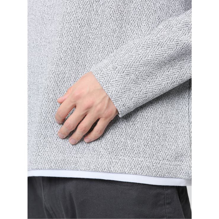 ヘリンボンジャガード フェイクVネック長袖Tシャツ | TAKA-Q MEN | 詳細画像20 