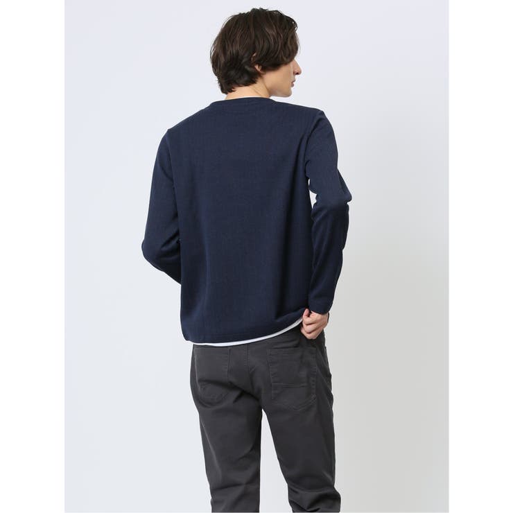 ヘリンボンジャガード フェイクVネック長袖Tシャツ | TAKA-Q MEN | 詳細画像23 