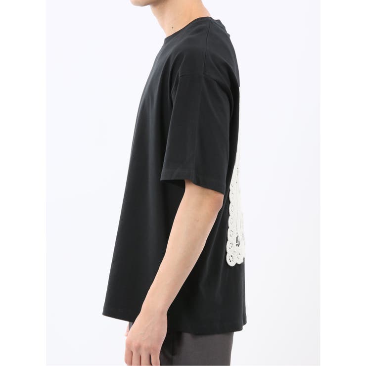 綿天竺 レース刺繍 クルーネック半袖Tシャツ | TAKA-Q MEN | 詳細画像18 