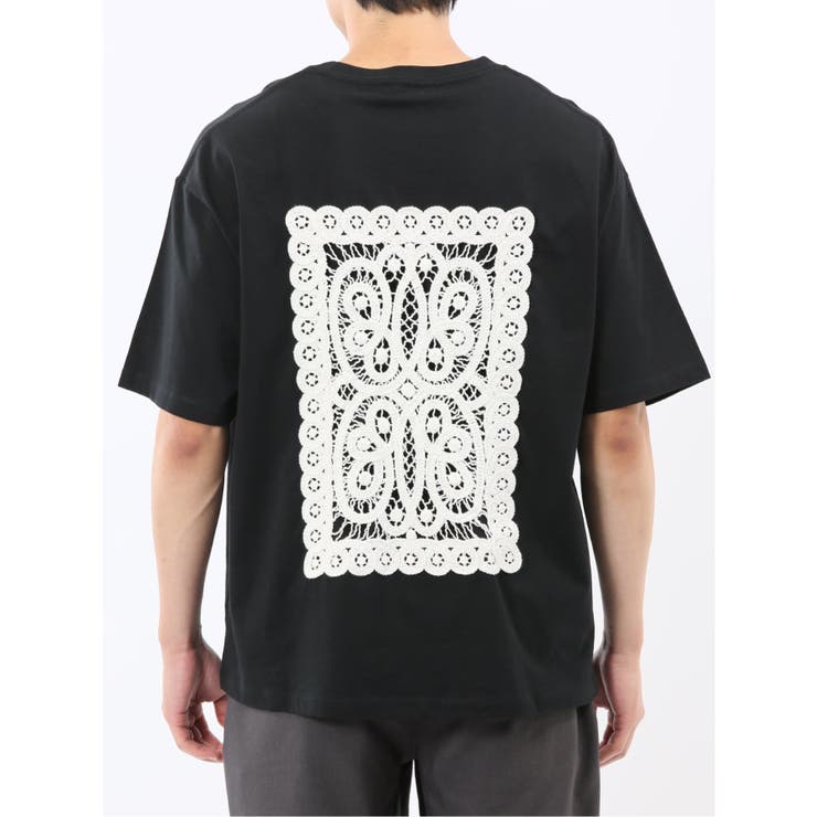 綿天竺 レース刺繍 クルーネック半袖Tシャツ | TAKA-Q MEN | 詳細画像19 