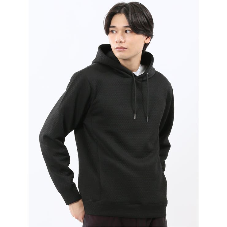 05黒 | ふくれジャガード 長袖プルパーカー | TAKA-Q MEN