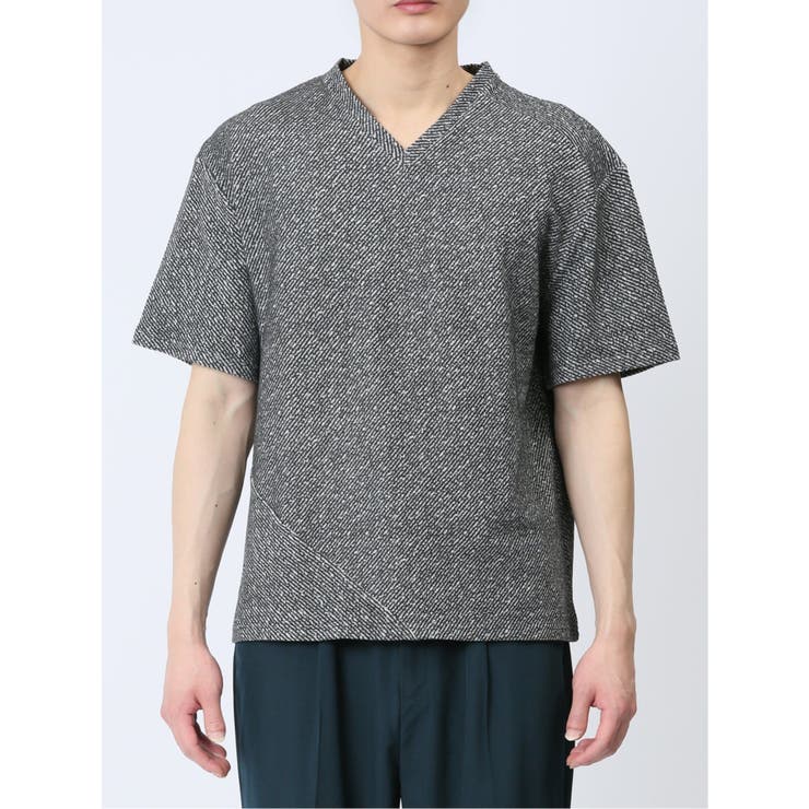 ふくれカルゼ Vネック半袖Ｔシャツ | TAKA-Q MEN | 詳細画像15 