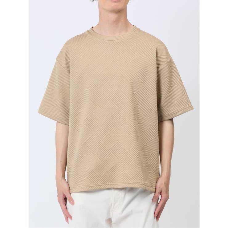ジオメトリックジャガード クルーネック半袖Tシャツ | TAKA-Q MEN | 詳細画像15 