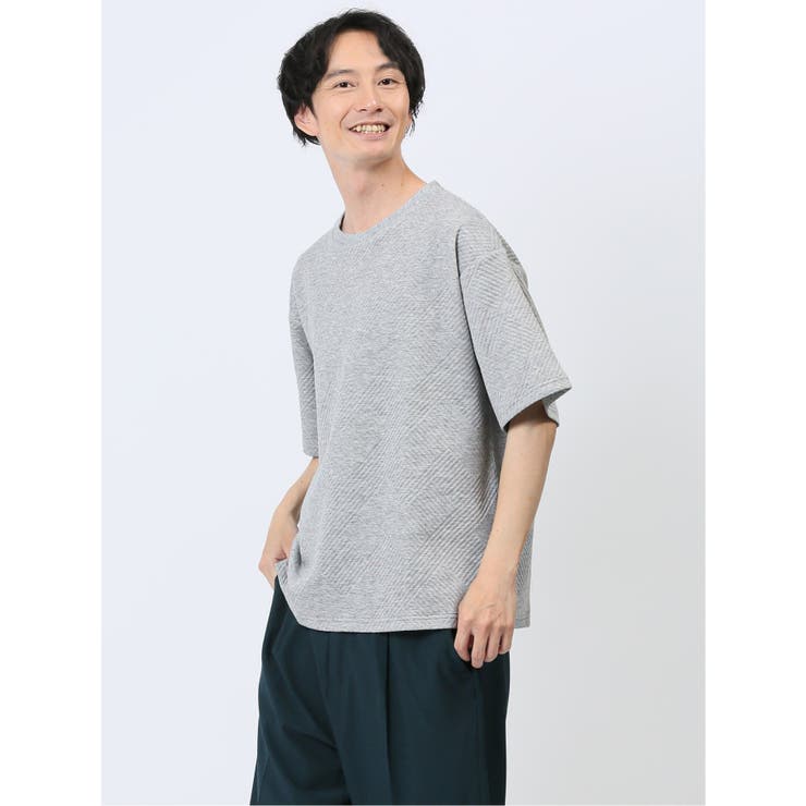 ジオメトリックジャガード クルーネック半袖Tシャツ | TAKA-Q MEN | 詳細画像2 