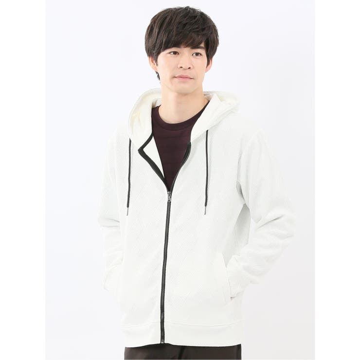 ふくれジャガード 長袖フルジップパーカー | TAKA-Q MEN | 詳細画像1 