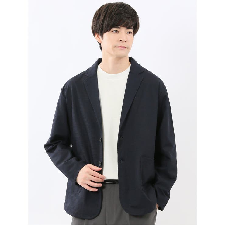 75紺 | ダイヤジャガード 2ボタン ジャケット | TAKA-Q MEN