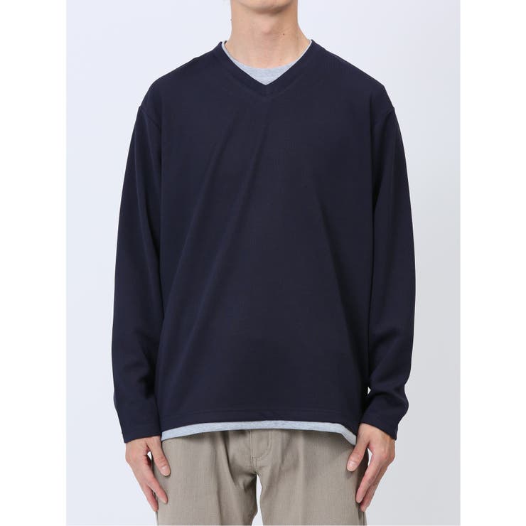 ダイアゴナル フェイクVネック長袖Tシャツ | TAKA-Q MEN | 詳細画像16 