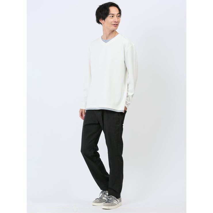 ダイアゴナル フェイクVネック長袖Tシャツ | TAKA-Q MEN | 詳細画像5 