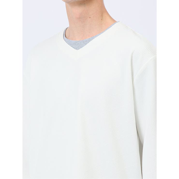 ダイアゴナル フェイクVネック長袖Tシャツ | TAKA-Q MEN | 詳細画像9 