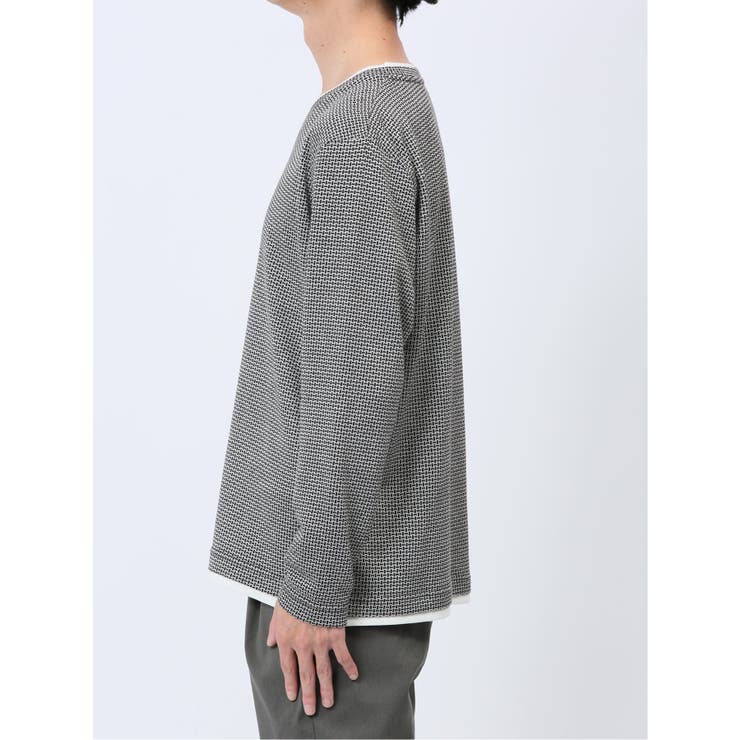 メランジジャガード フェイクVネック長袖Tシャツ | TAKA-Q MEN | 詳細画像17 