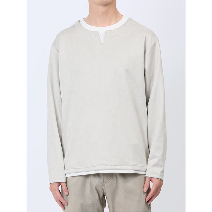 カットスエード フェイクキーネック長袖Tシャツ | TAKA-Q MEN | 詳細画像6 