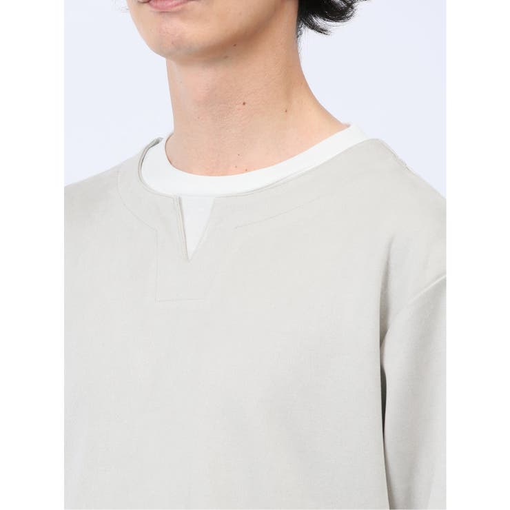 カットスエード フェイクキーネック長袖Tシャツ | TAKA-Q MEN | 詳細画像9 