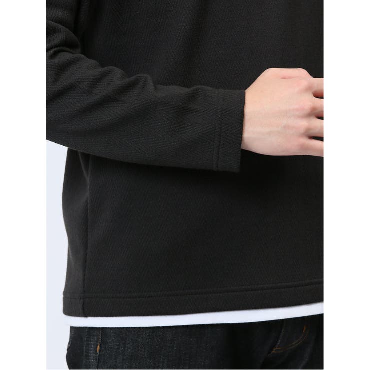 ヘリンボンジャガード フェイククルーネック長袖Tシャツ | TAKA-Q MEN | 詳細画像21 