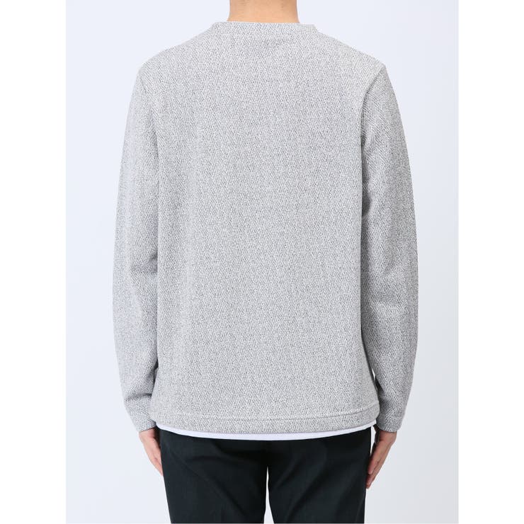 ヘリンボンジャガード フェイククルーネック長袖Tシャツ | TAKA-Q MEN | 詳細画像29 