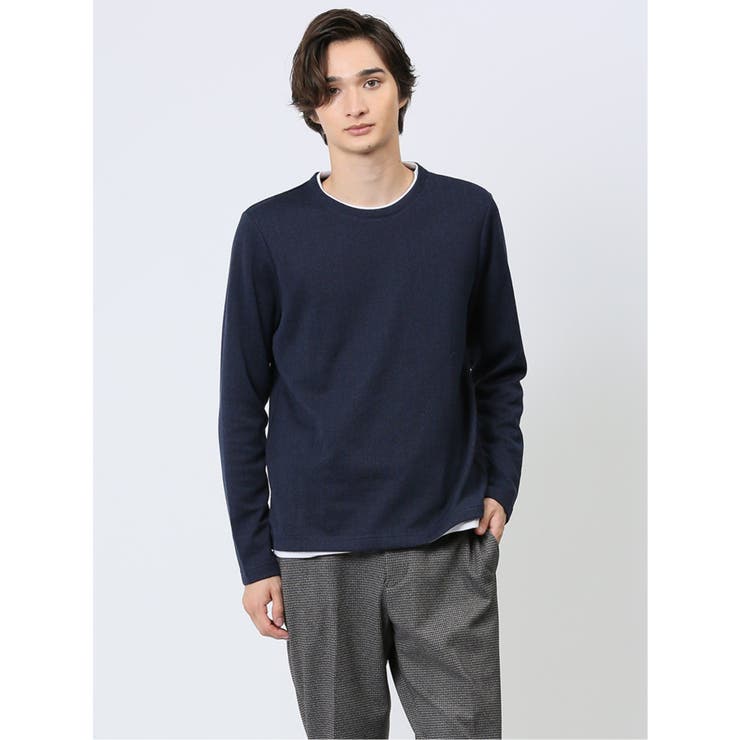 ヘリンボンジャガード フェイククルーネック長袖Tシャツ | TAKA-Q MEN | 詳細画像5 