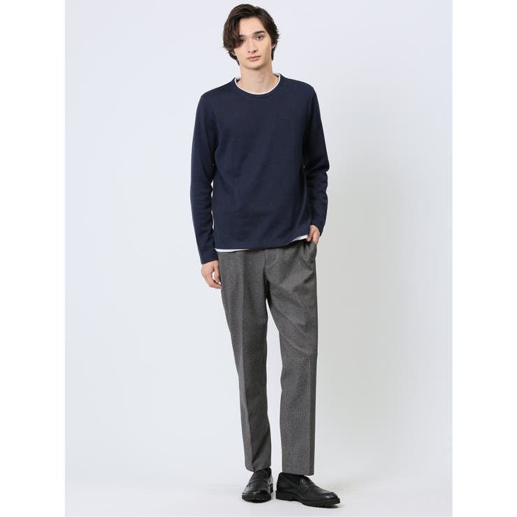 ヘリンボンジャガード フェイククルーネック長袖Tシャツ | TAKA-Q MEN | 詳細画像6 