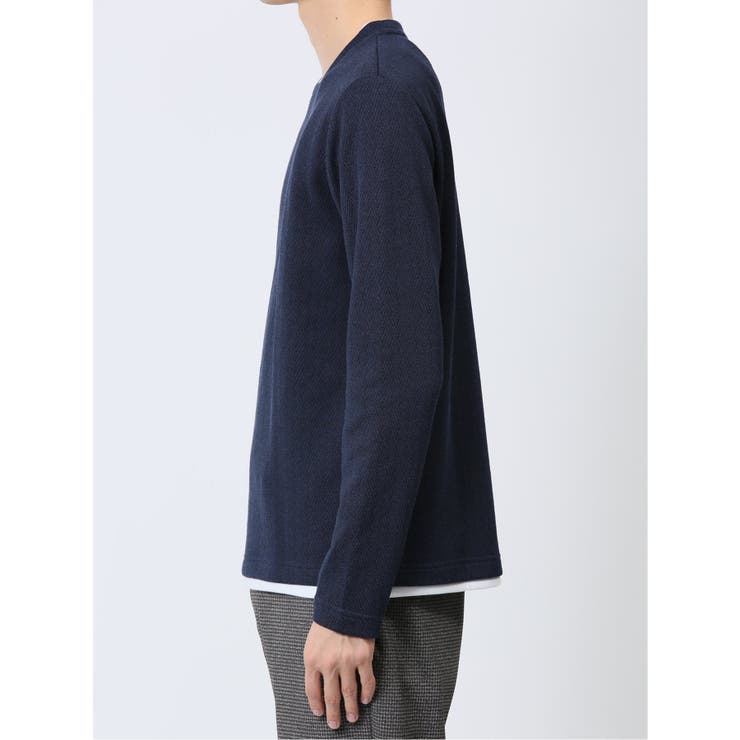 ヘリンボンジャガード フェイククルーネック長袖Tシャツ | TAKA-Q MEN | 詳細画像8 