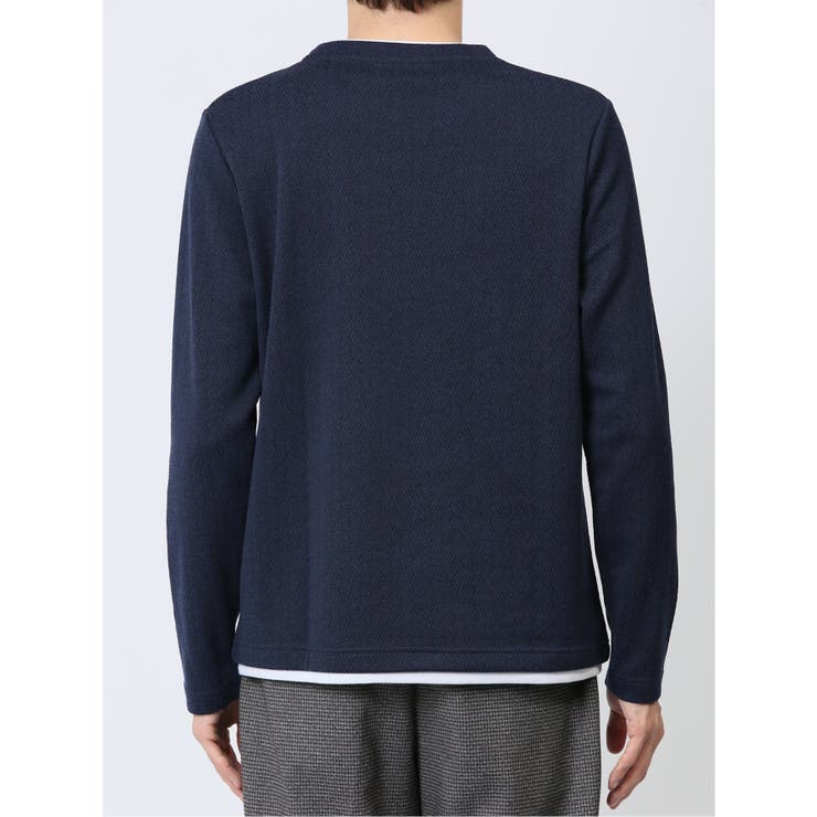 ヘリンボンジャガード フェイククルーネック長袖Tシャツ | TAKA-Q MEN | 詳細画像9 