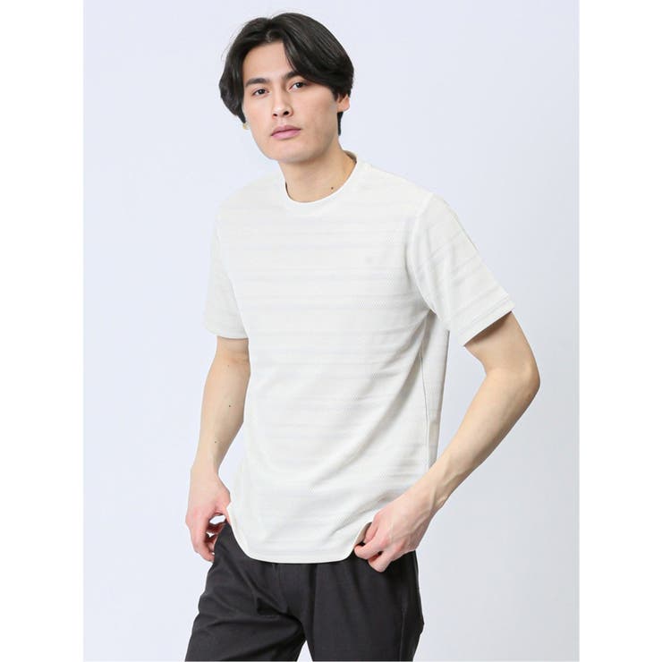 メッシュ 裏ボーダー クルーネック半袖Tシャツ[品番：TKQJ0022154]｜TAKA-Q  MEN（タカキュー）のメンズファッション通販｜SHOPLIST（ショップリスト）