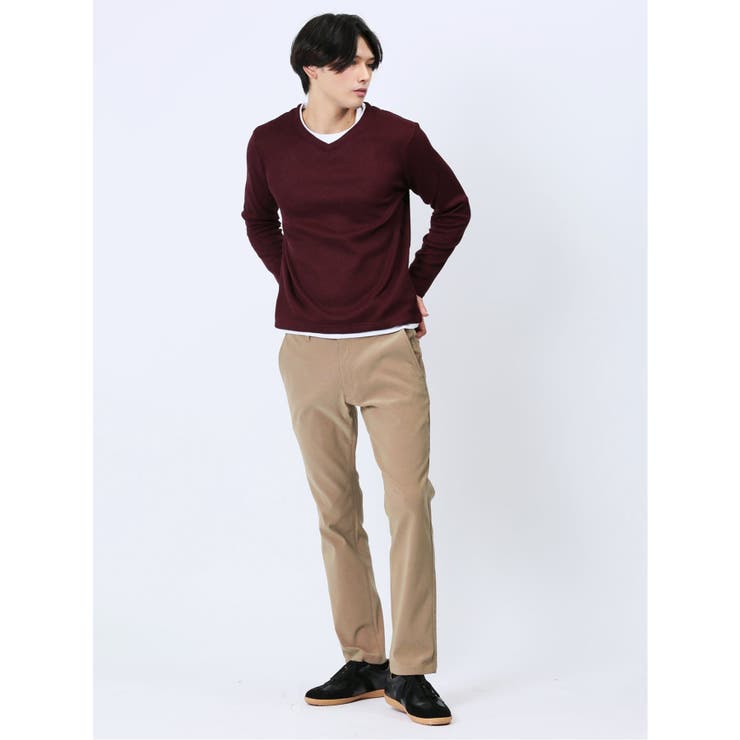 ワッフル裏起毛 フェイクVネック長袖Tシャツ | TAKA-Q MEN | 詳細画像10 