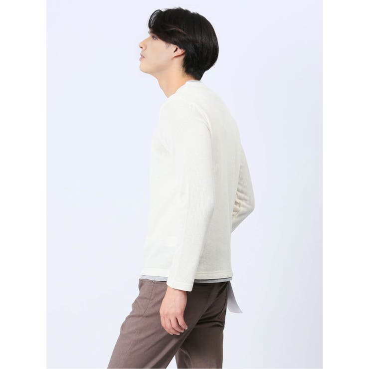 ワッフル裏起毛 フェイクVネック長袖Tシャツ | TAKA-Q MEN | 詳細画像12 